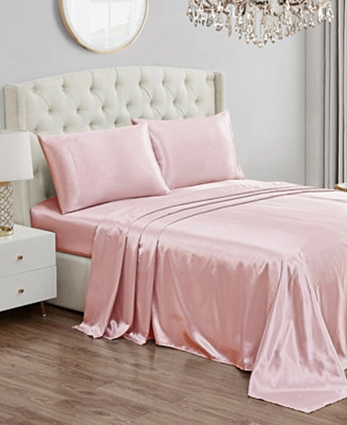 Juicy Couture Satin 4 Piece Sheet Set, King - Macy's