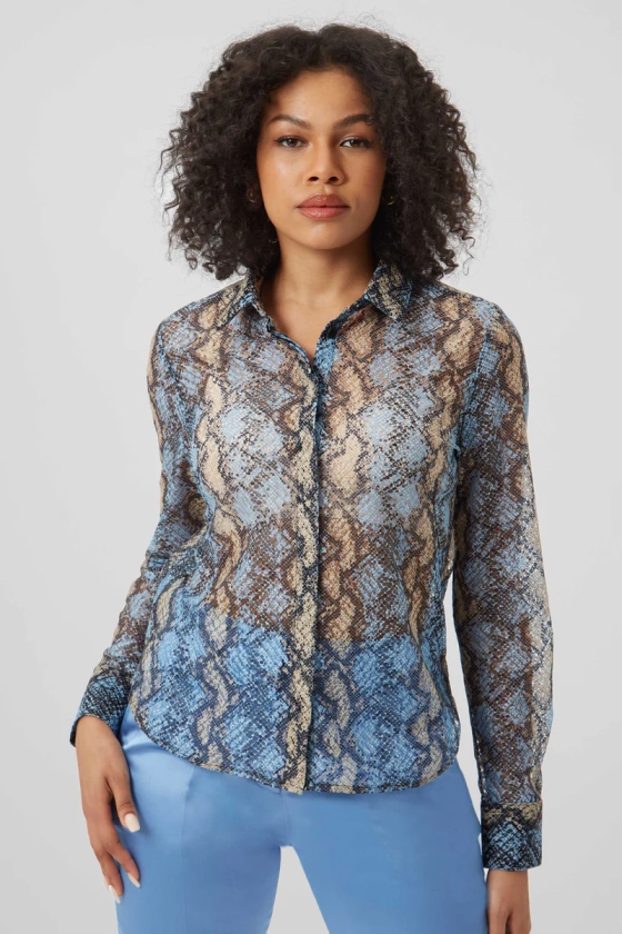 Twisted Tailor Womenswear Lopez Stone Snake Print Shirt