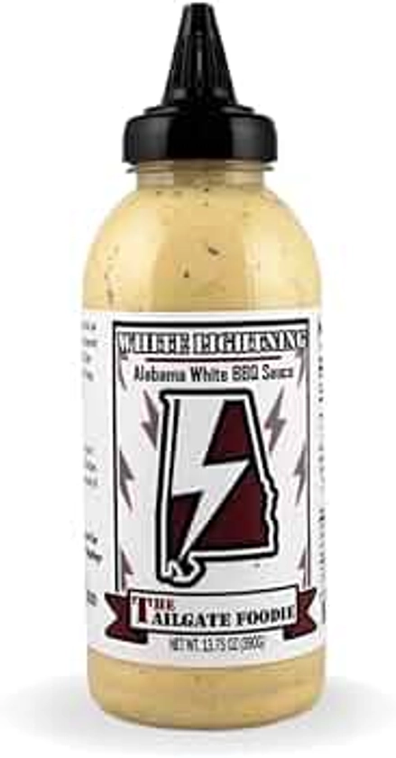 The Tailgate Foodie's | White Lightning Alabama White Barbecue Sauce | Small Batch BBQ perfect for Grilling, Smoking, or Cooking | Wings, Chicken, Beef, Pork, and Seafood | 13.75 oz. Squeeze Bottle