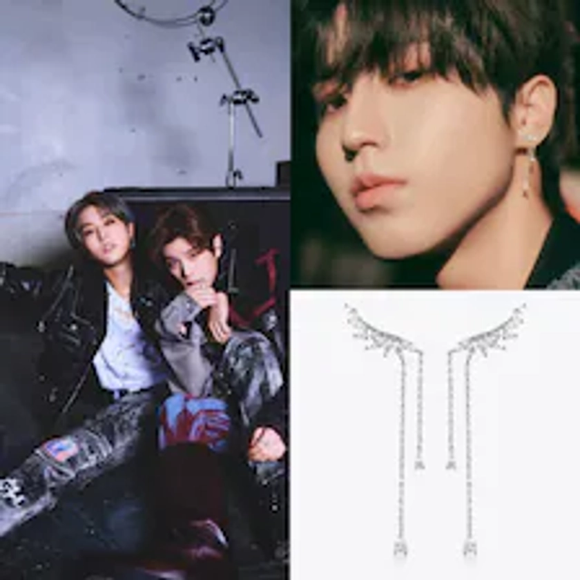 1pc Set/Pair Stray Kids Wing Droplet Earrings | SKZ Han-Inspired Jewelry | 5-STAR Era | Cute Kpop Merch