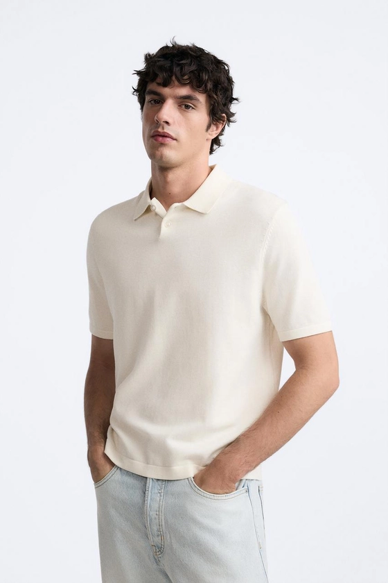 COTTON AND SILK KNIT POLO SHIRT