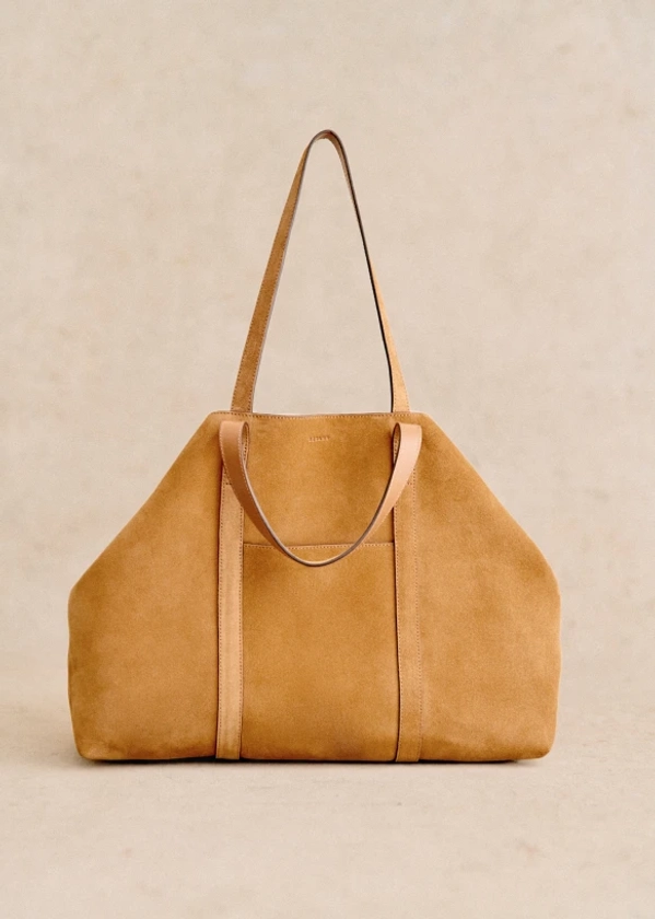 Cabas Maxi Gabin - Camel - Croûte de cuir bovin - Sézane