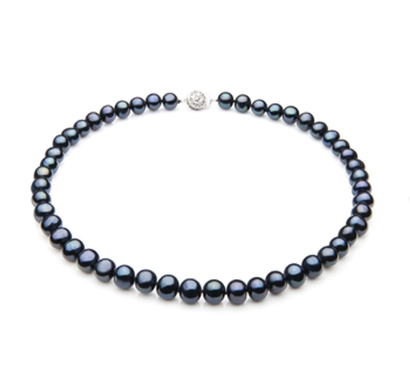 7-8mm A Quality Freshwater Cultured Pearl Necklace in Single Black