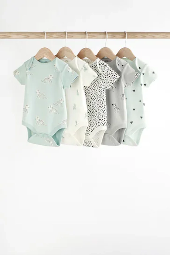 Buy Monochrome Short Sleeve Baby Bodysuits 5 Pack from the Next UK online shop