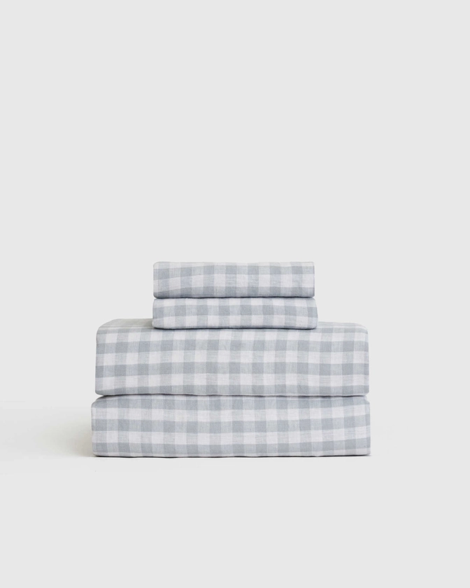 European Linen Gingham Sheet Set