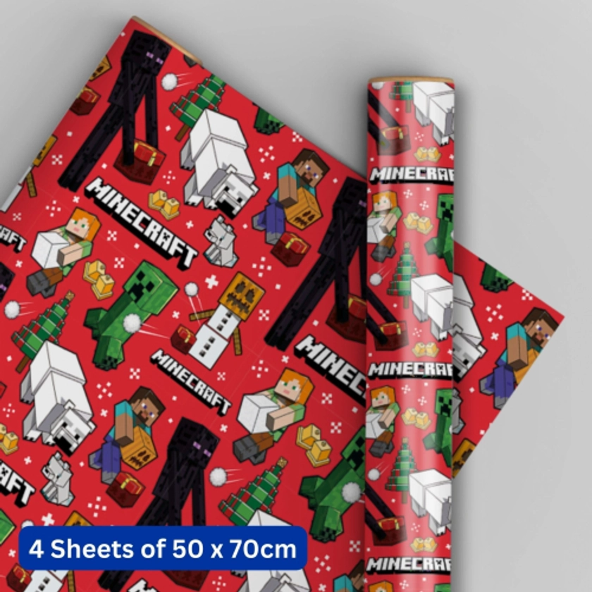 Christmas Wrapping Paper Minecraft 4 Sheets & 4 Tags on OnBuy