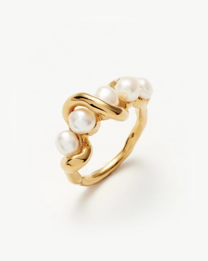 Missoma MOLTEN PEARL TWISTED STACKING RING