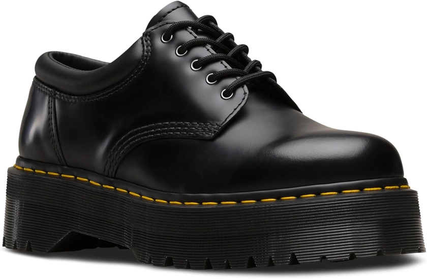 Dr. Martens Unisex 8053 Quad 5-Eye Shoe, Black Polished Smooth