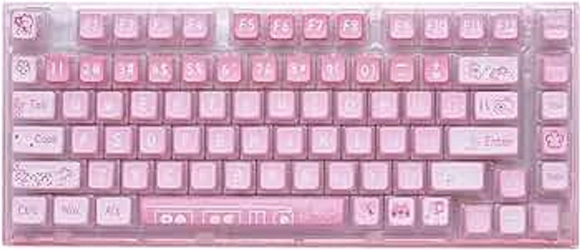 YUNZII X75 PRO 82 Key Wireless Hot Swappable Mechanical Gaming Keyboard with Transparent Keycaps,BT5.0/2.4G/USB-C, Gasket Mount Keyboard,for Windows/Mac (Kailh Jellyfish Switch, Wireless-Pink)