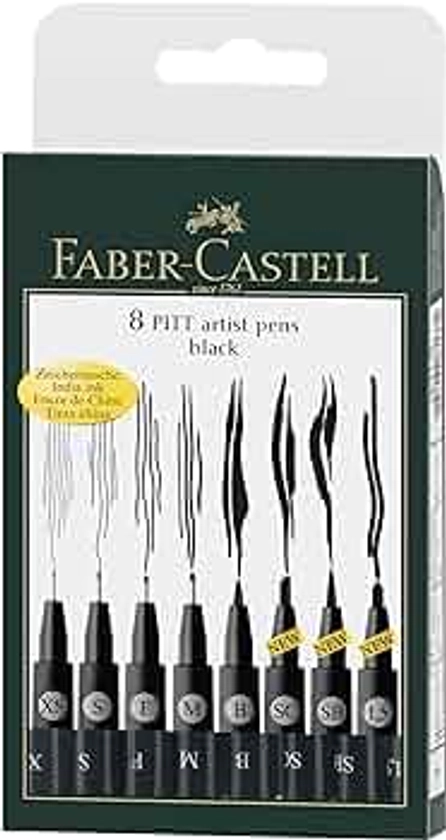 Faber-Castell 167137 Feutre PITT artist pen noir étui de 8