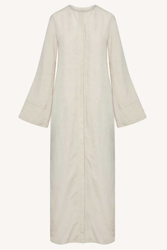 Lana Linen Button Down Maxi Dress - Oatmeal