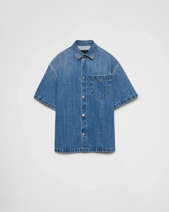 Chemise En Denim Bleu Clair | PRADA