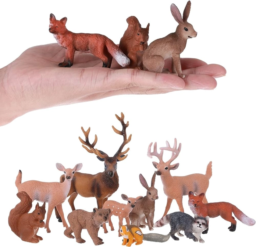 JOKFEICE Lot de 10 Figurines d'animaux de la forêt en Plastique - Modèle d'action - Projet Scientifique - Jouets éducatifs - Cadeau d'anniversaire - Décoration de gâteau pour Enfants