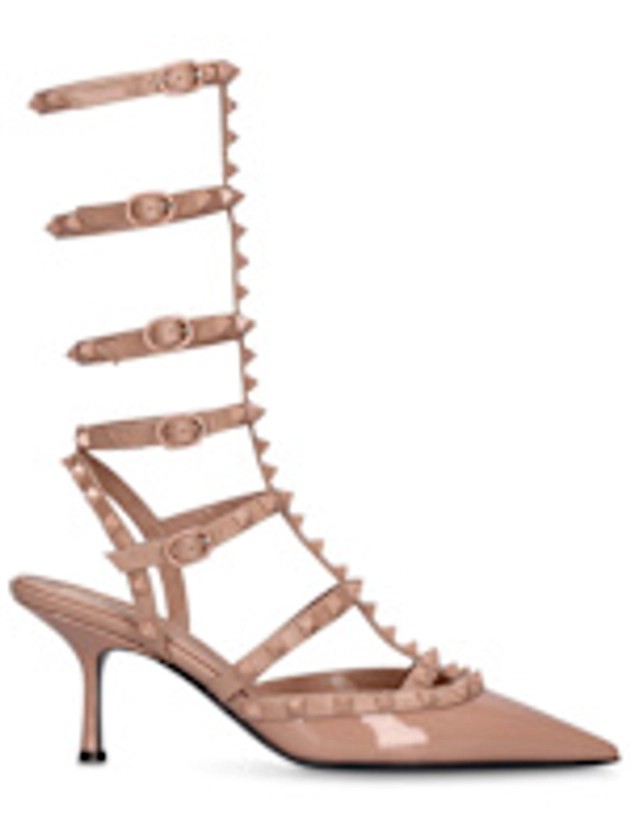 Escarpins en cuir verni rockstud 70 mm - Valentino Garavani - Femme  - Blush - 35 IT