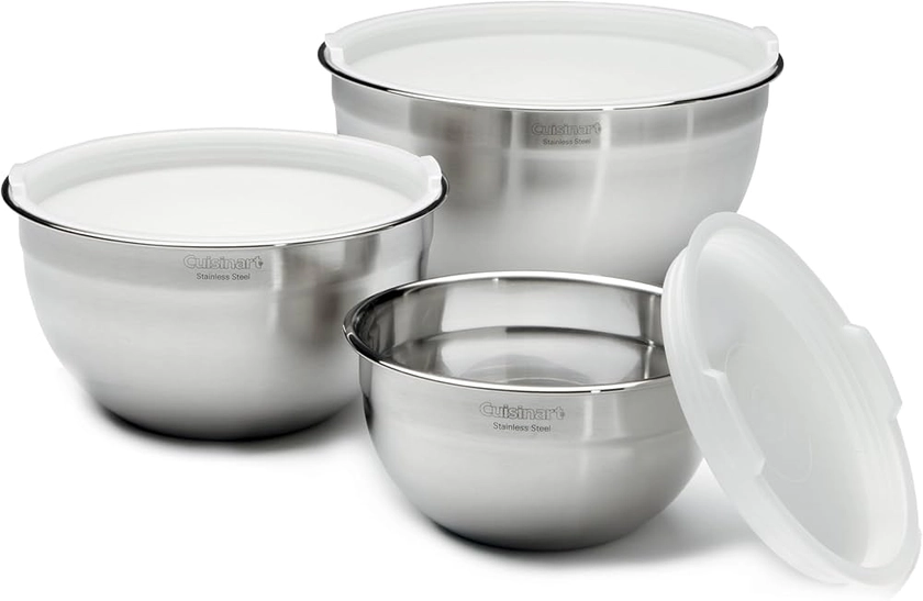 Amazon.com: Cuisinart Conjunto de tigelas de mistura, aço inoxidável, 3 peças, CTG-00-SMB : Casa