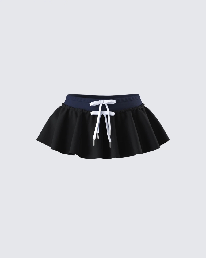 Esa Black Flounce Micro Mini Skort