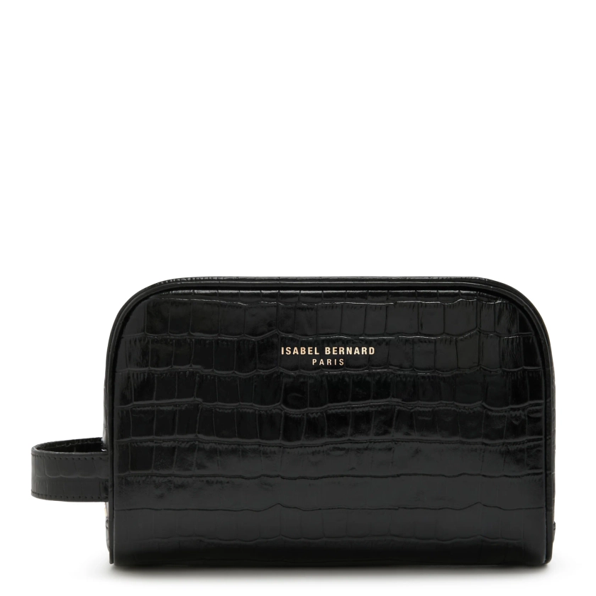 Isabel Bernard - trousse de toilette en cuir noir croco IB63014