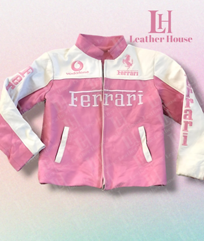 Ferrari Racing Leather Jacket Vintage Ferrari Jacket Unisex Barbie Pink Ferrari