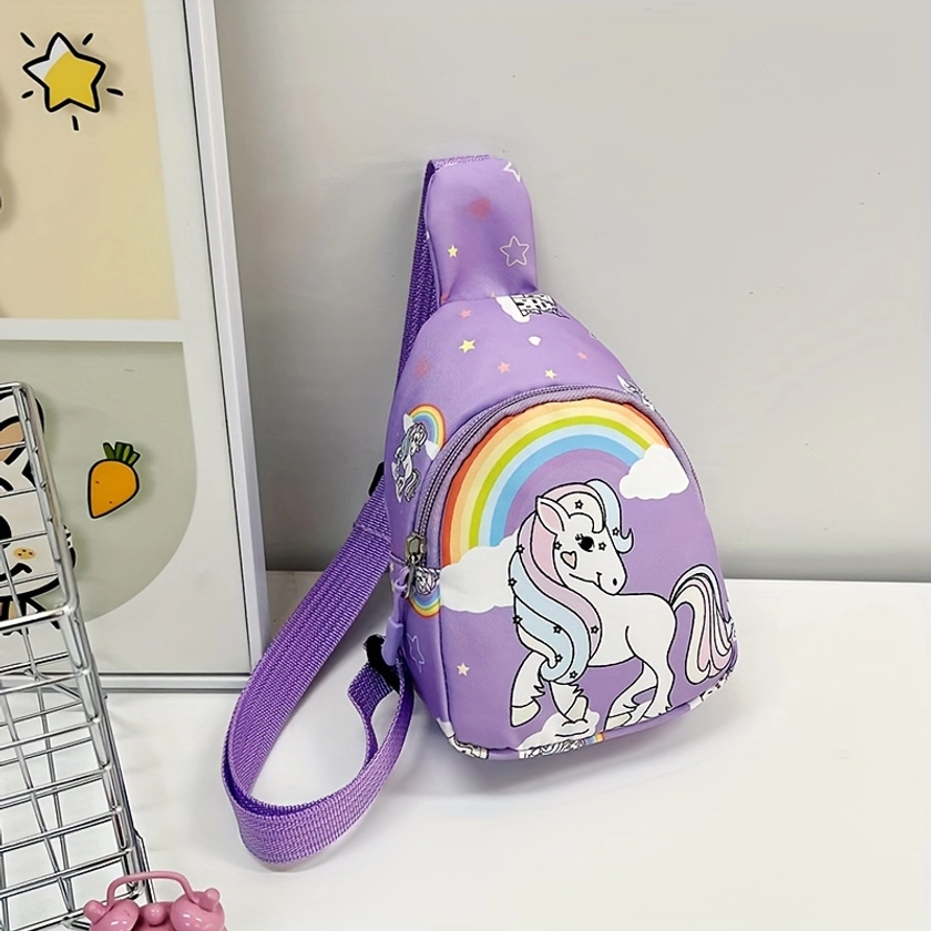 Children&#39;s Chest Bag With Pattern, Shoulder Crossbody Bag With Dinosaur Pattern For Girls, Simple Waist Bag