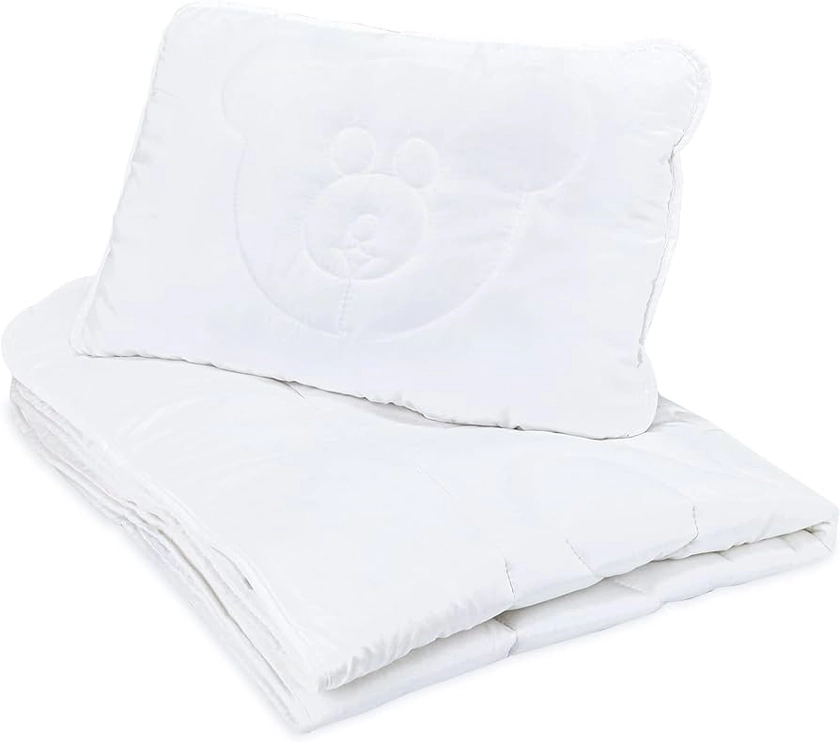 Totsy Baby Parure de lit pour Enfant 100x135 cm + 40x60 cm – Couette et d'oreiller Parure de lit en Microfibre Blanc