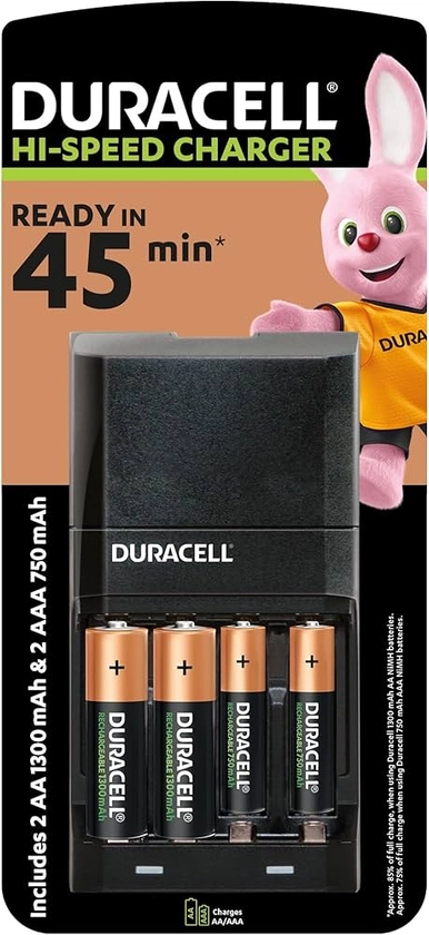 Duracell 45 minutes Battery Charger with 2 AA and 2 AAA: Amazon.co.uk: Electronics & Photo