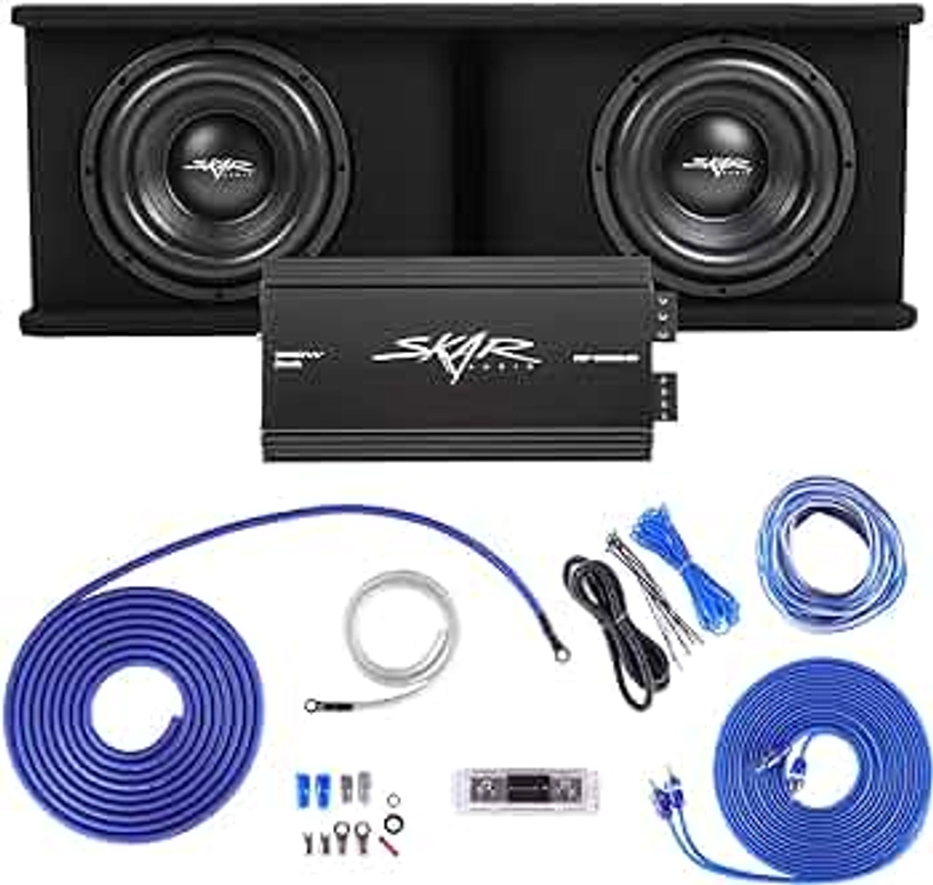 Skar Audio Dual 10" Complete 2,400 Watt SDR Series Subwoofer Bass Package - Includes Loaded Enclosure with Amplifier