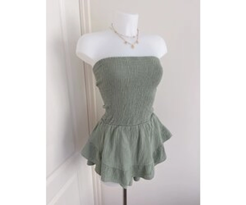 Elara Ruffle Tube Dress / Olive Green