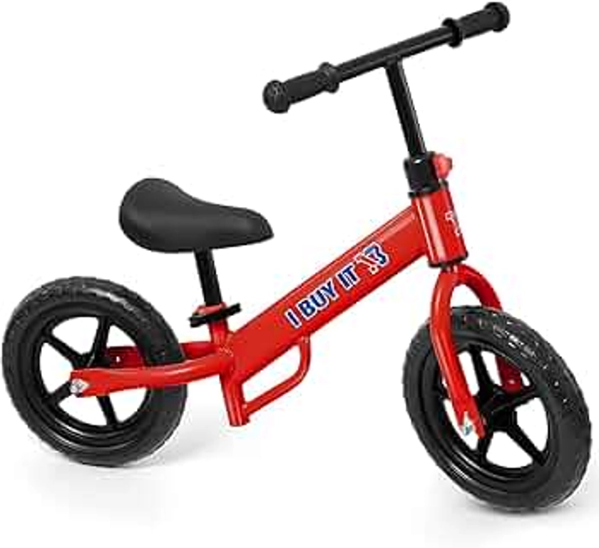 I BUY IT 12 Inches Baby Balance Bike, No Pedal Toddler Balance Bike, Lightweight Ride on Toys for Kids, Children's First Bike Training Bicycle