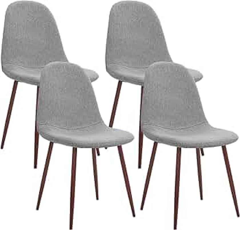 CangLong Lot de 4 Cuisine rétro rembourrées pour Le Salon et la Salle à Manger, chaises scandinaves en Tissu de première qualité avec Pieds en métal, Gris, Mousse, Grey, Set of 4