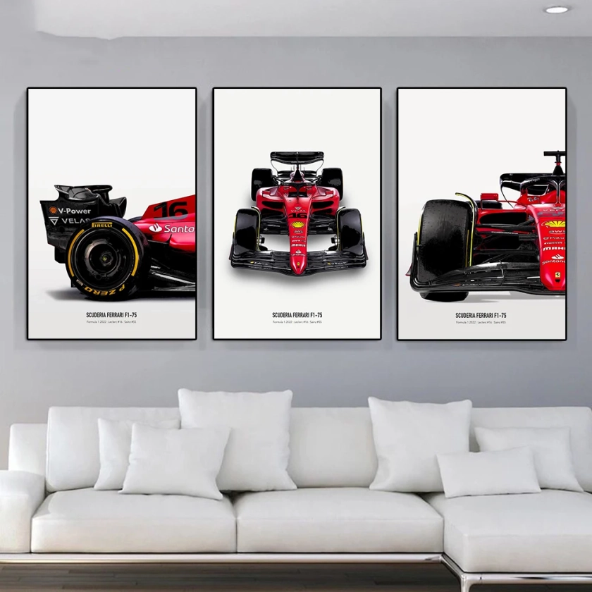 Formule Grand Masters F1-75 Affiche De Course Et Impression Charles Leclerc Toile Peinture Inboulon Sainz Wall Art Photo Room Decor Cadeau