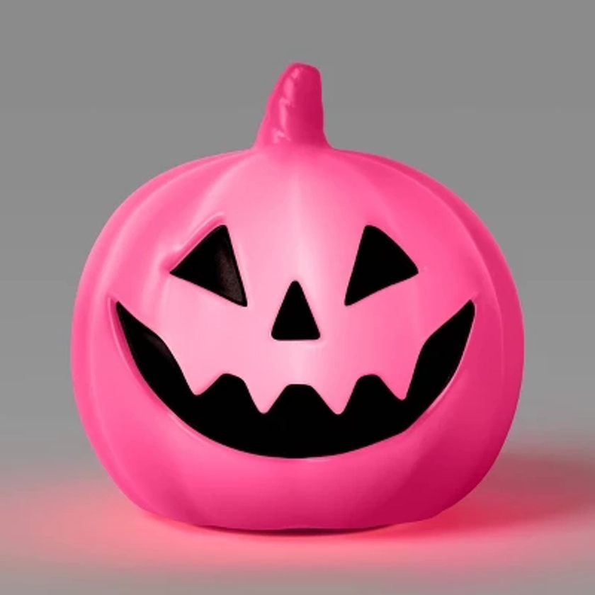 8" Lit Pumpkin Blowmold Halloween Decorative Prop Pink - Hyde & EEK! Boutique™: Modern Indoor Decor, Battery Operated