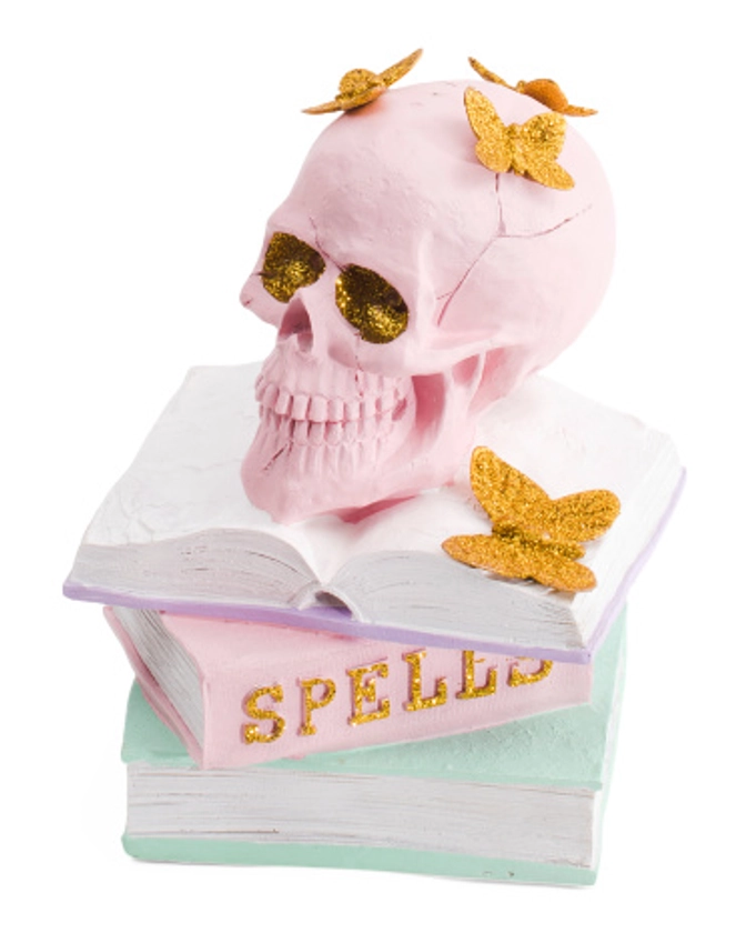 Led Stacked Spellbooks With Skull And Butterflies | Fall Decor | T.J.Maxx