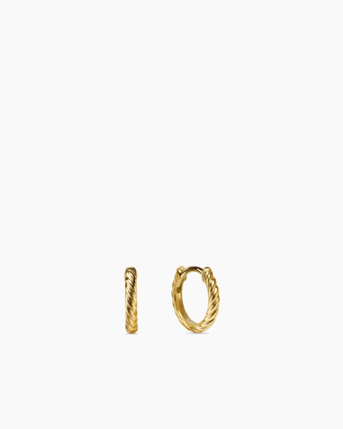 David Yurman | Sculpted Cable Huggie Hoop Earrings in 18K Yellow Gold, 10.7mm
