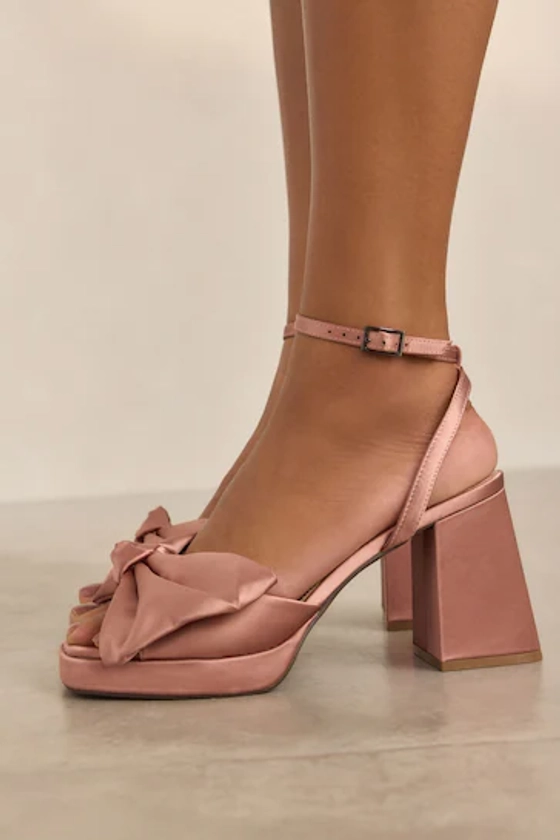 Nude Forever Comfort® Platform Flare Bow Sandals