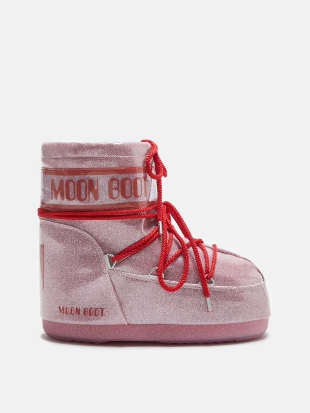 BOTTES ICON LOW À PAILLETTES ROSE pink | Boutique Officielle Moon Boot® FR