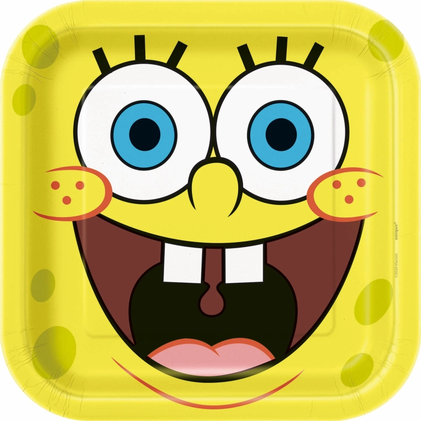 SpongeBob SquarePants Large Square Lunch Paper Plates | Party Supplies