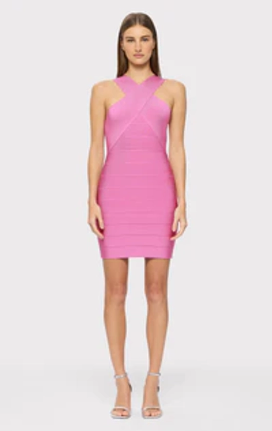 CROSSOVER HALTER MINI DRESS