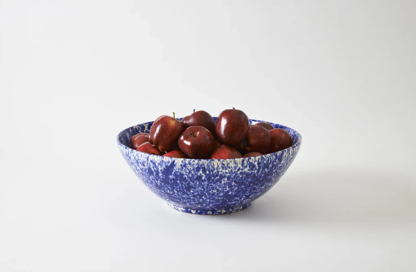 Blue on Cream Splatterware 18 Inch Serving Bowl