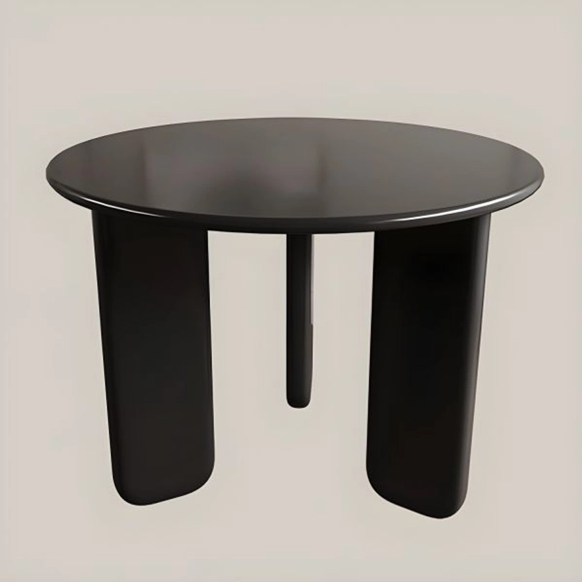 Table à manger ronde de style scandinave - plateau en bois - hauteur standard - Noir L 90 x l 90 x H 74 cm Sans Chaises