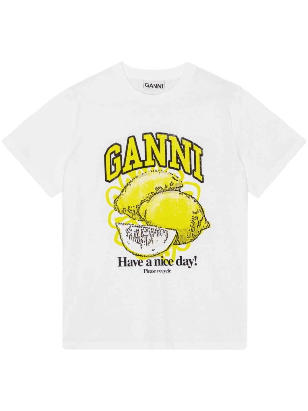 GANNI t-shirt En Coton Biologique à Logo Imprimé - Farfetch