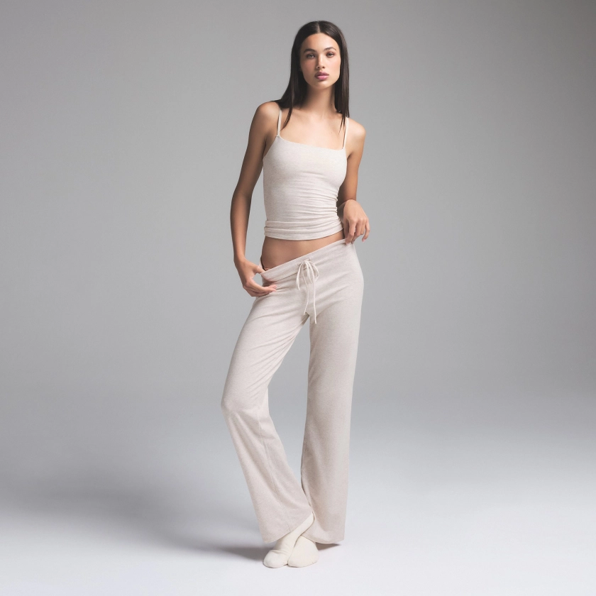 COTTON JERSEY STRAIGHT LEG PANT | HEATHER OATMEAL