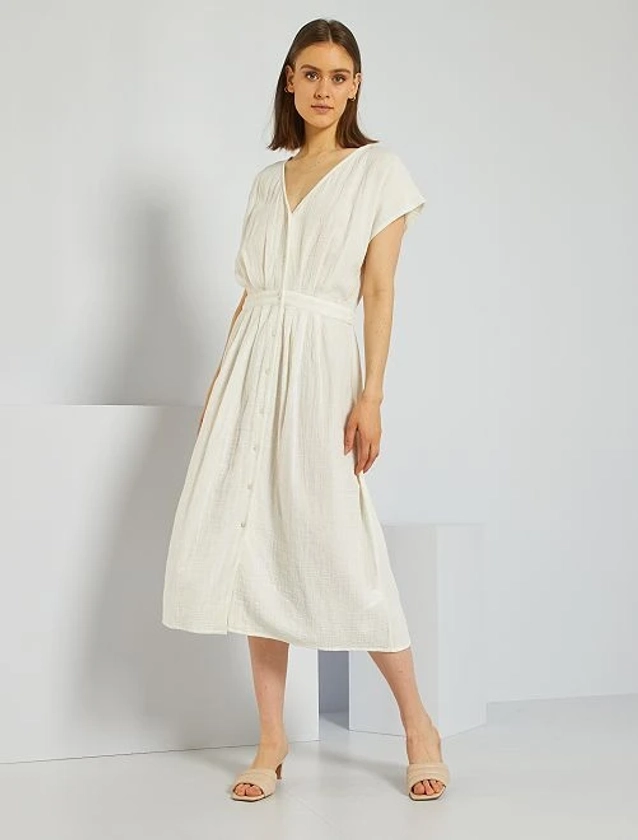 Robe midi en gaze de coton