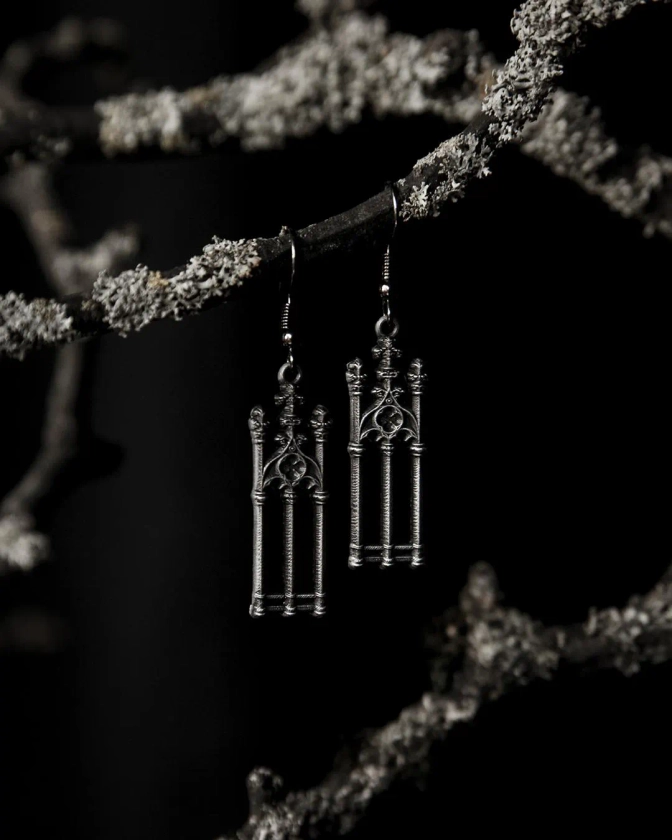 Cemetery Walks Gothic Architecture Drop Charm Earrings