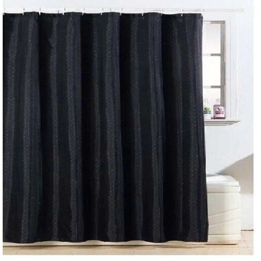 (Black ) Spiral Diamante Glitter Shower Curtain 12 Hooks on OnBuy