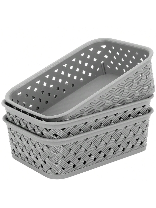 MROCO 3PcsSterilite Medium Ultra Basket, Storage Bin To Organize Closets, Cabinets, Pantry, Shelving And Countertop Space Drawer & Cabinet-Friendly Plastic Storage Bins Organizer Bins Storage Baskets For Organizing | Pantry, Bathroom & Closet Organizer  White