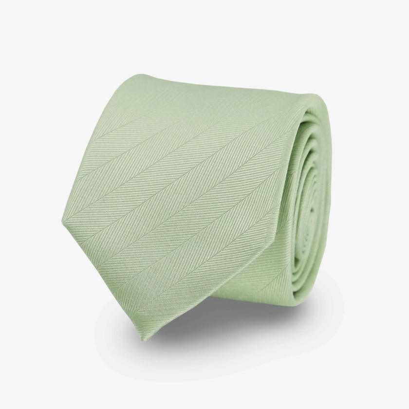 Herringbone Vow Sage Green Tie | Silk Ties | Tie Bar