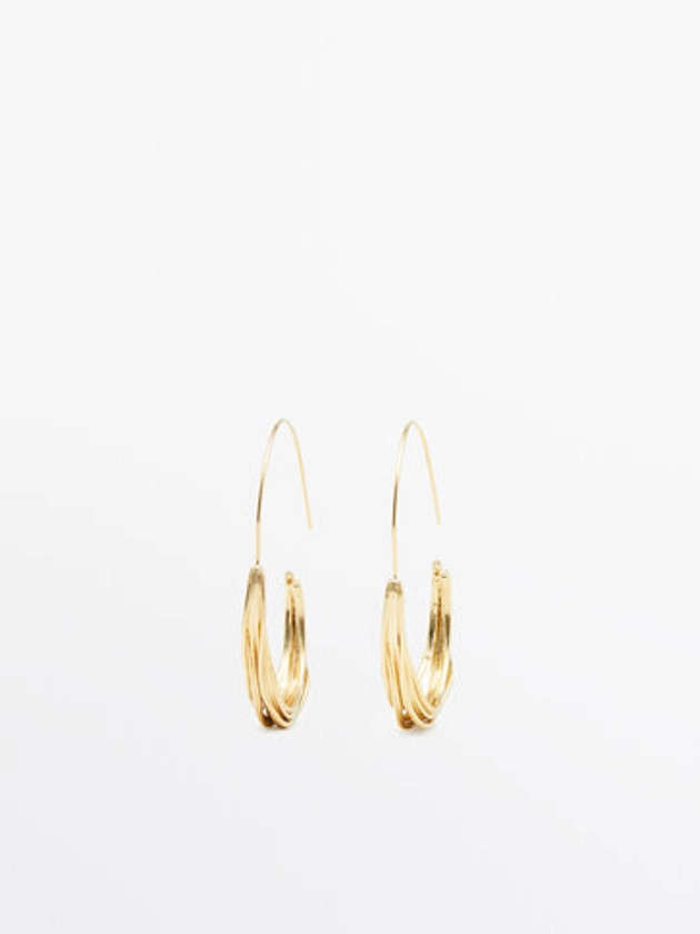 Long textured wire-design earrings - Massimo Dutti
