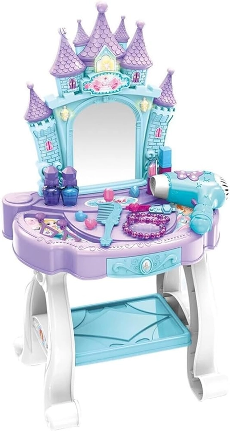 SDMAX Vanity Table Beauty Set For Girls - Fun Pretend Play Dressing Table With Light, Music, And Makeup Accessories, Durable And Sturdy, For Girls, Batteries (Not Included)