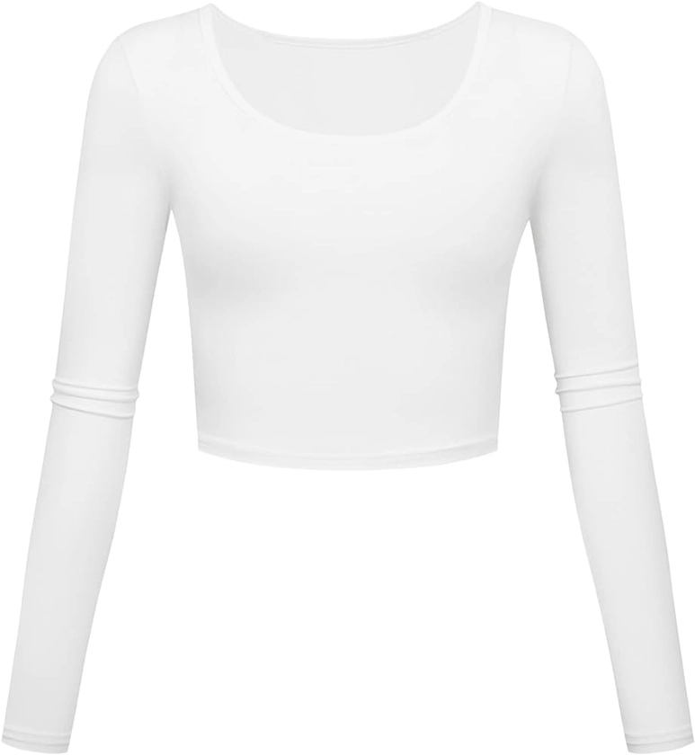 Lightweight Basic Crop Tops Fit Slim Long Sleeve Workout Shirts for Women