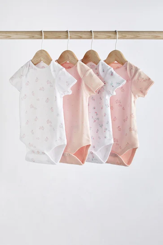 Buy Pink/White Bunny 4 Pack Baby Short Sleeve Bodysuits from the Next UK online shop